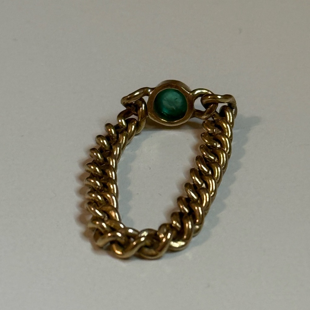 Solid Gold Chain Emerald Ring - image 5